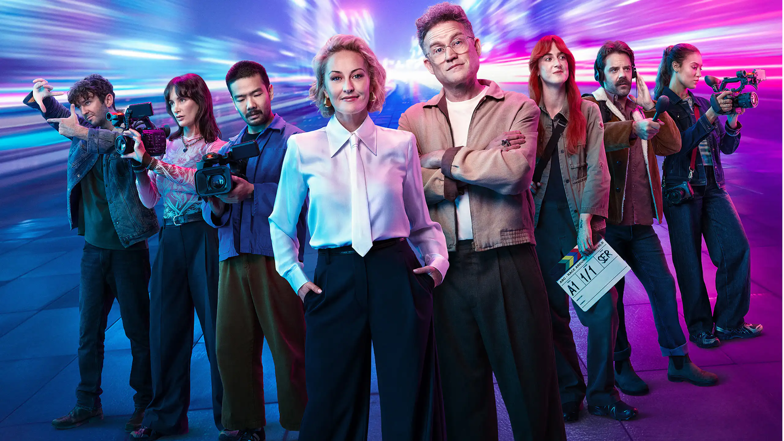 Publicity image: the cast of Race Around the World.