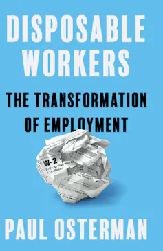 A picture of a wadded up piece of paper on a book jacket that says 'Disposable Workers.'