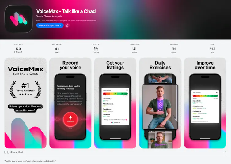 Voicemax – Talk Like a Chad Apple Store home page