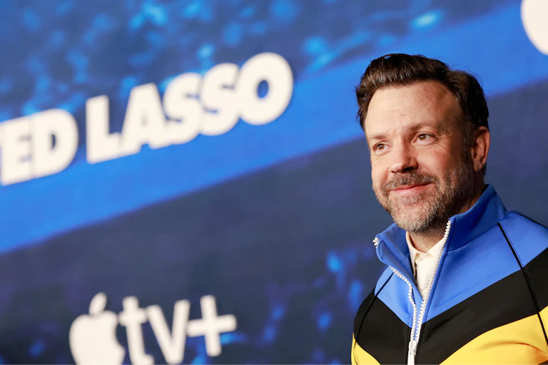 US actor Jason Sudeikis, who plays Ted Lasso, arrives at the opening of season three.