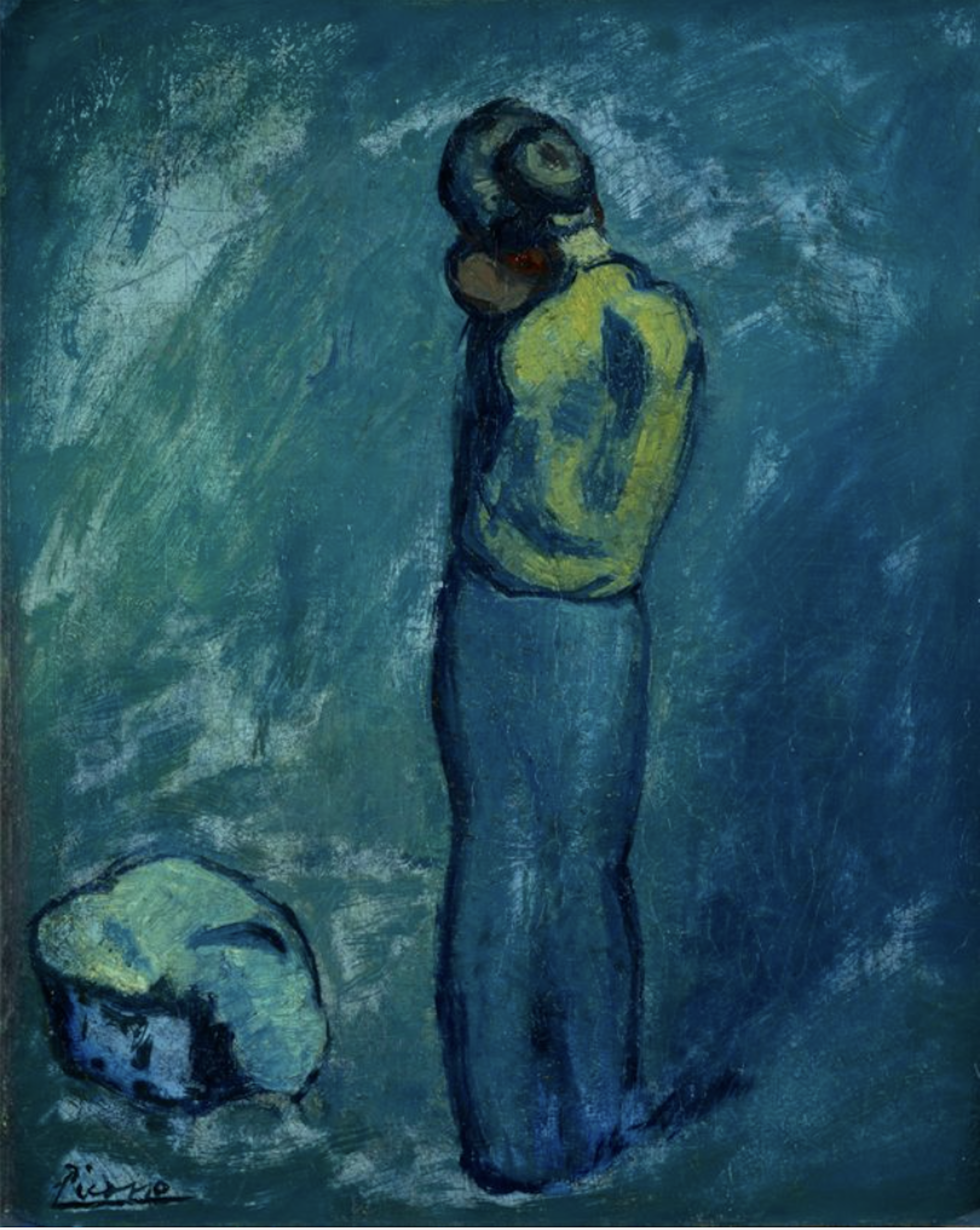 Picasso's blue period painting of a mother and child.