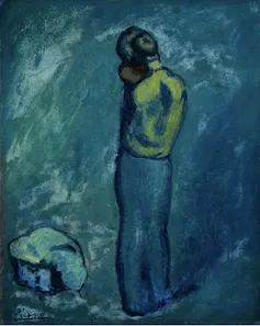 Picasso's blue period painting of a mother and child.