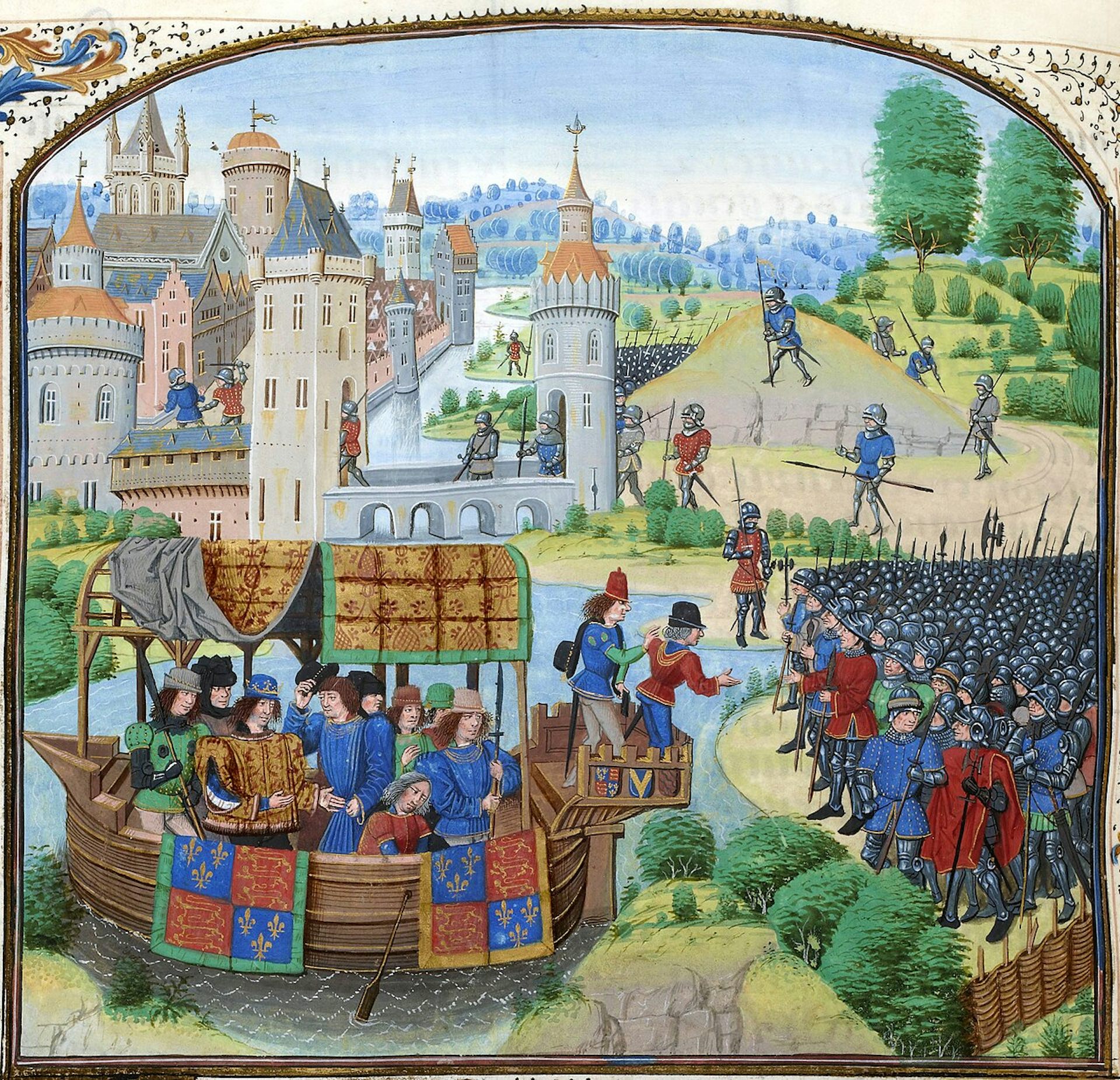 A medieval illustration of Richard II meeting with the rebels of the Peasants' Revolt of 1381.