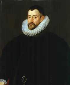 A portrait of Francis Walsingham in black robes and a white ruff.