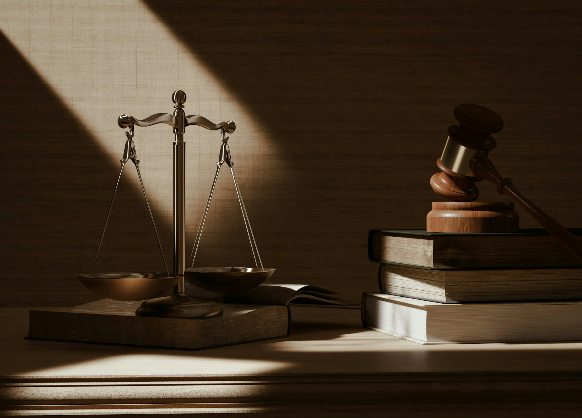 Scales of justice on a desk