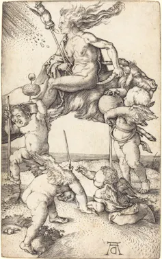 A witch riding on a goat – illustration