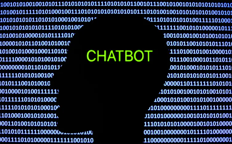 Chatbot sign displayed on a phone screen,