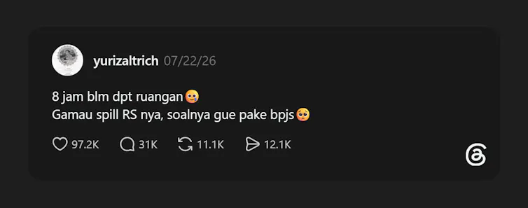 Postingan pasien BPJS Kesehatan Yurizal.