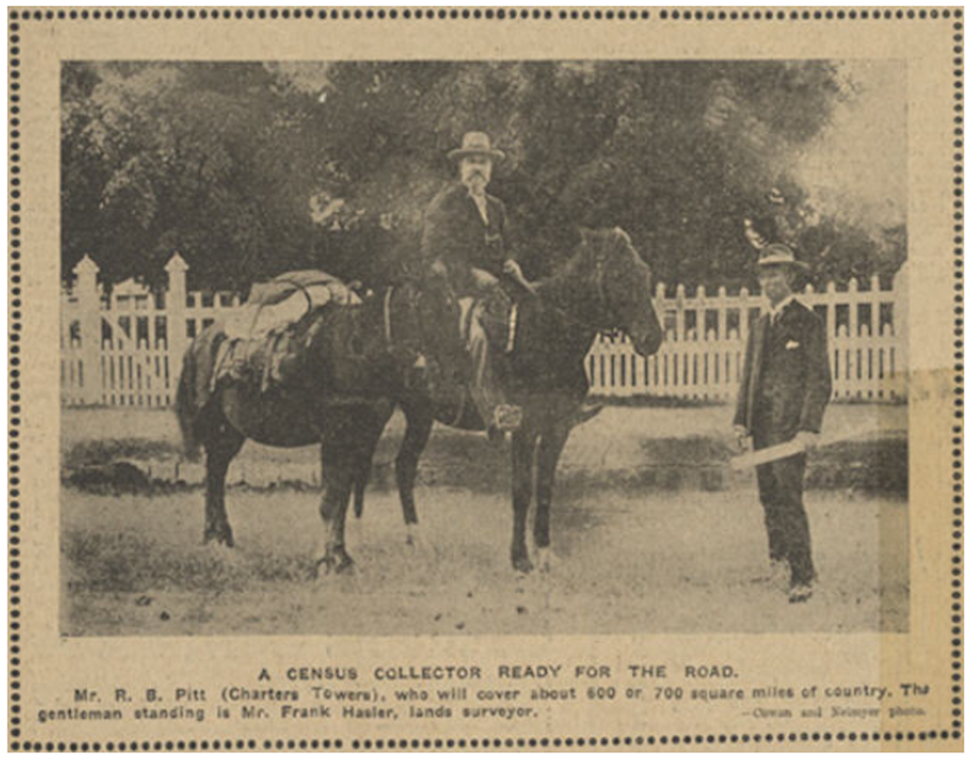 Newspaper image: a man on a horse.