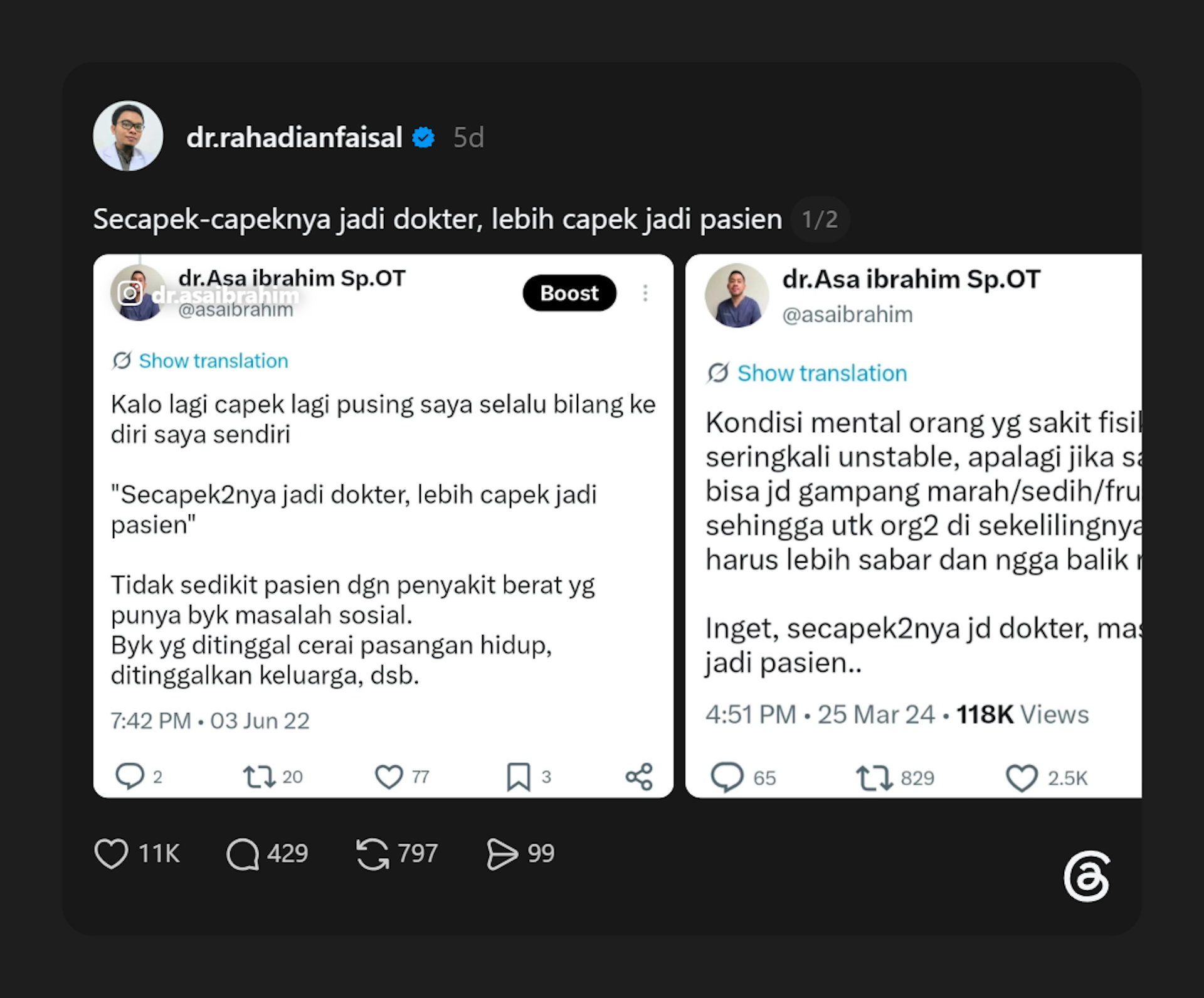Berempati terhadap pasien merupakan bagian dari kode etik kedokteran.