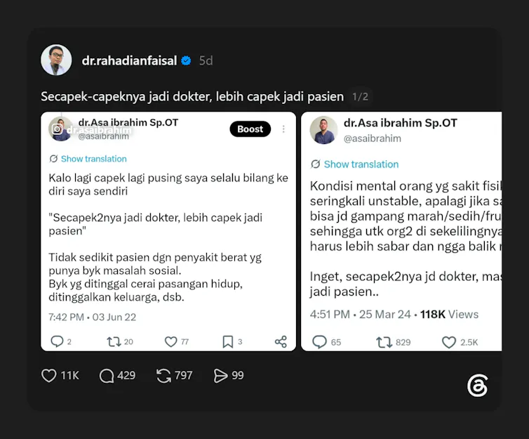 Berempati terhadap pasien merupakan bagian dari kode etik kedokteran.