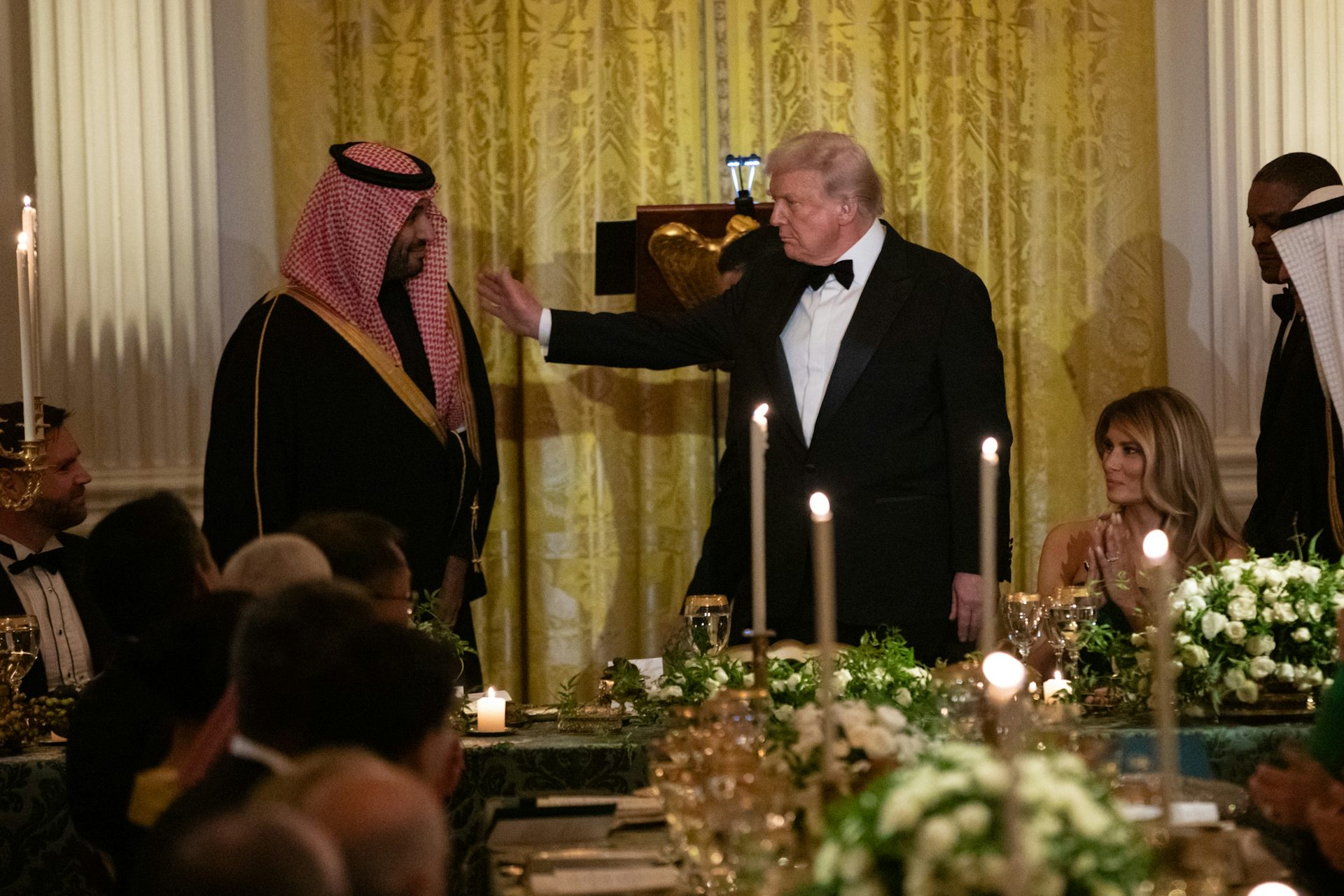 Crown Prince Mohammed bin Salman of Saudi Arabia and US president, Donald Trump, at a White House dinner, November 2025.