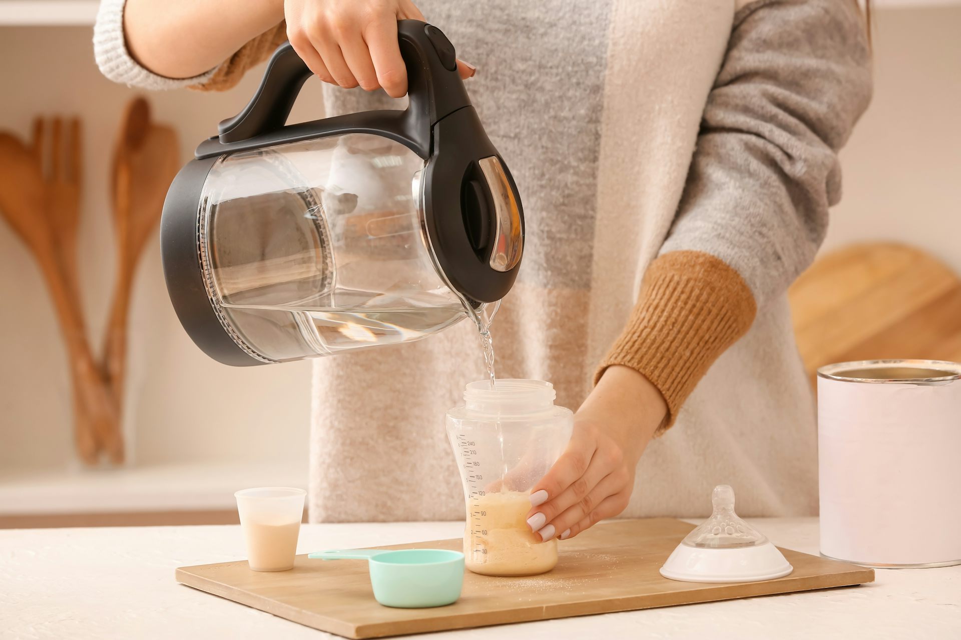 Woman making up formula