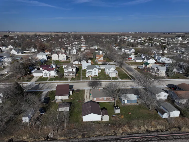 A view across a small rural town.