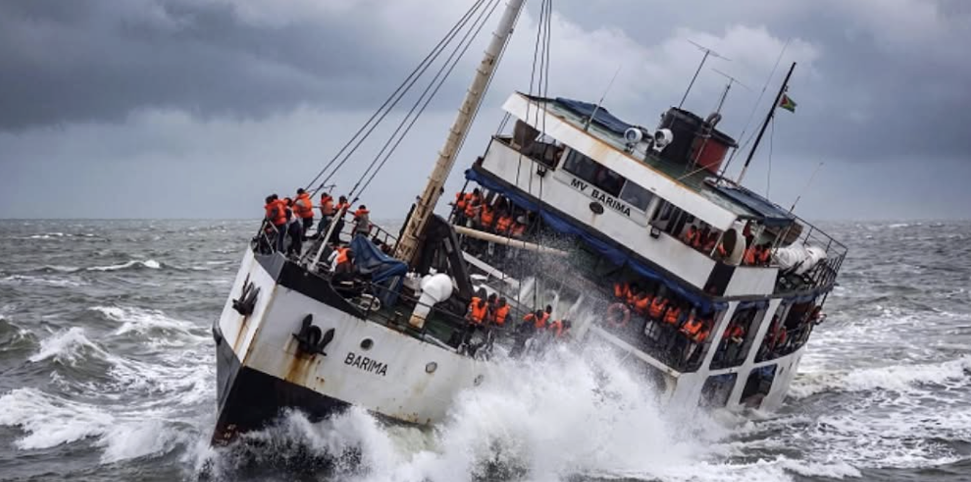 A ferry in rough waters