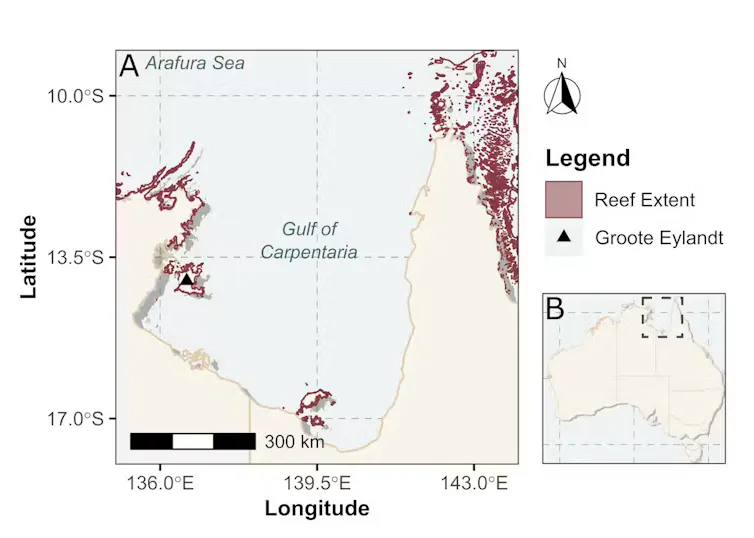 map of australia's coral reefs in northern territory.
