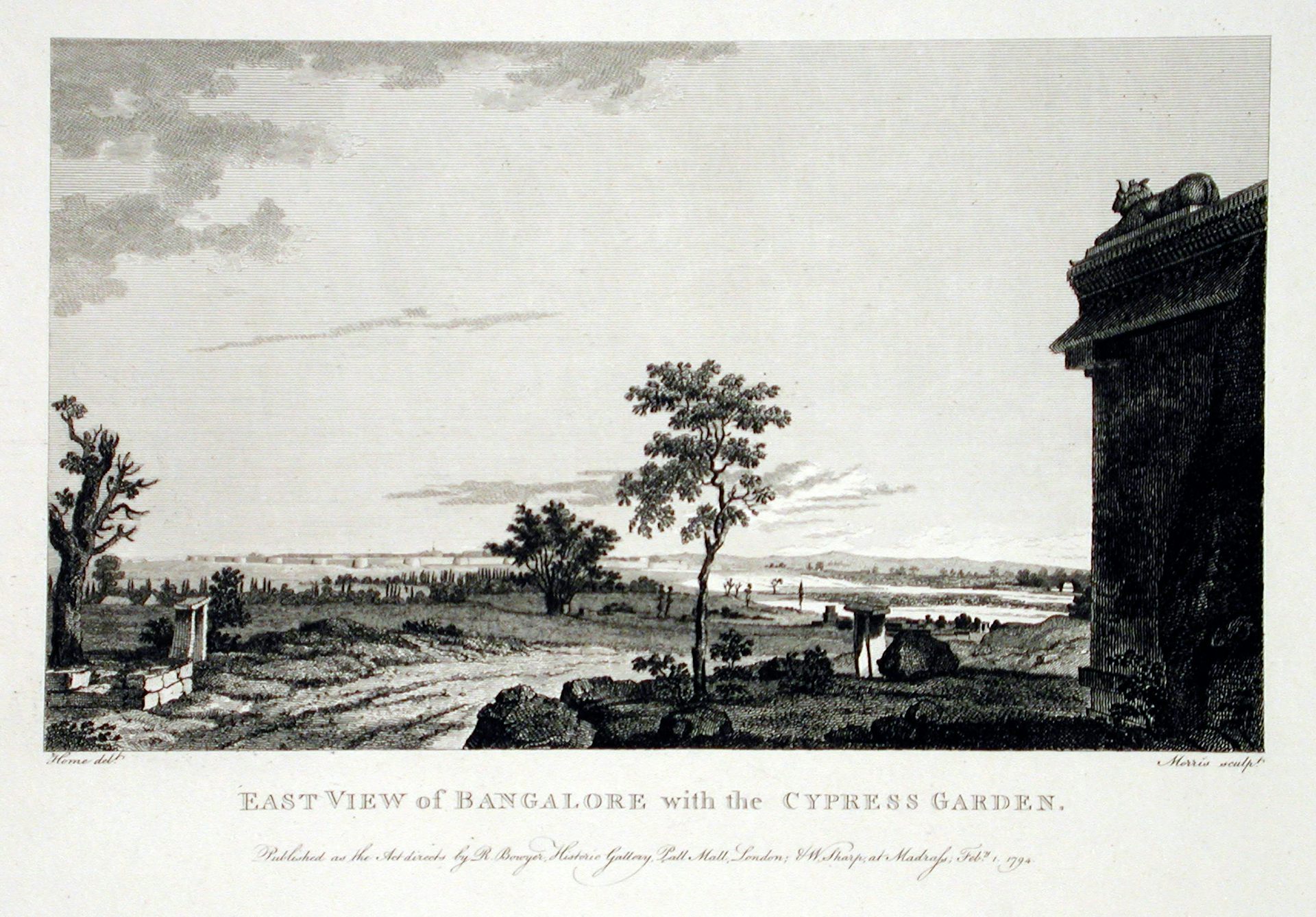 East View of Bangalore, with the Cypress Garden by Robert Home (1794).