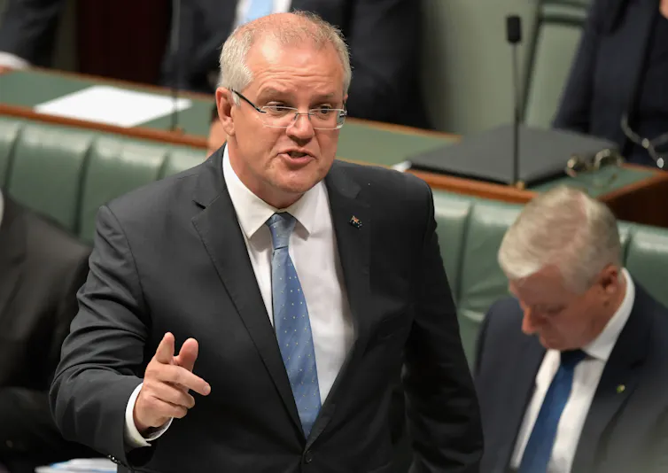 Prime Minsiter Scott Morrison replies to a question during question time