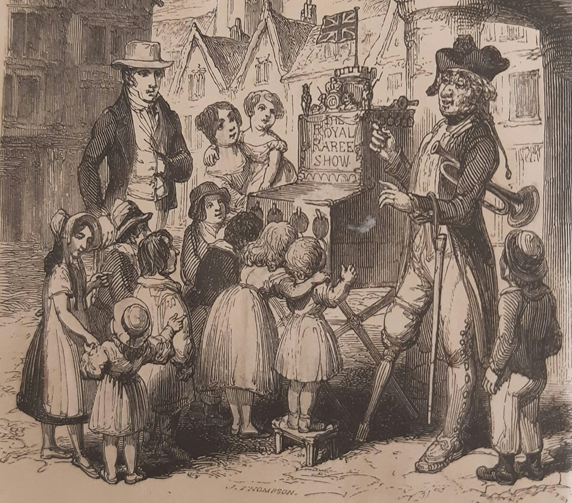 Illustration of a London peepshow (1839).