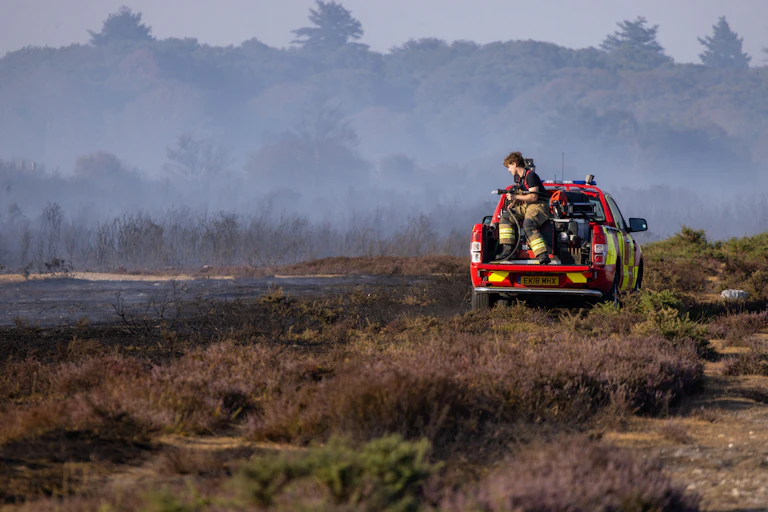 Fire truck in british heathland