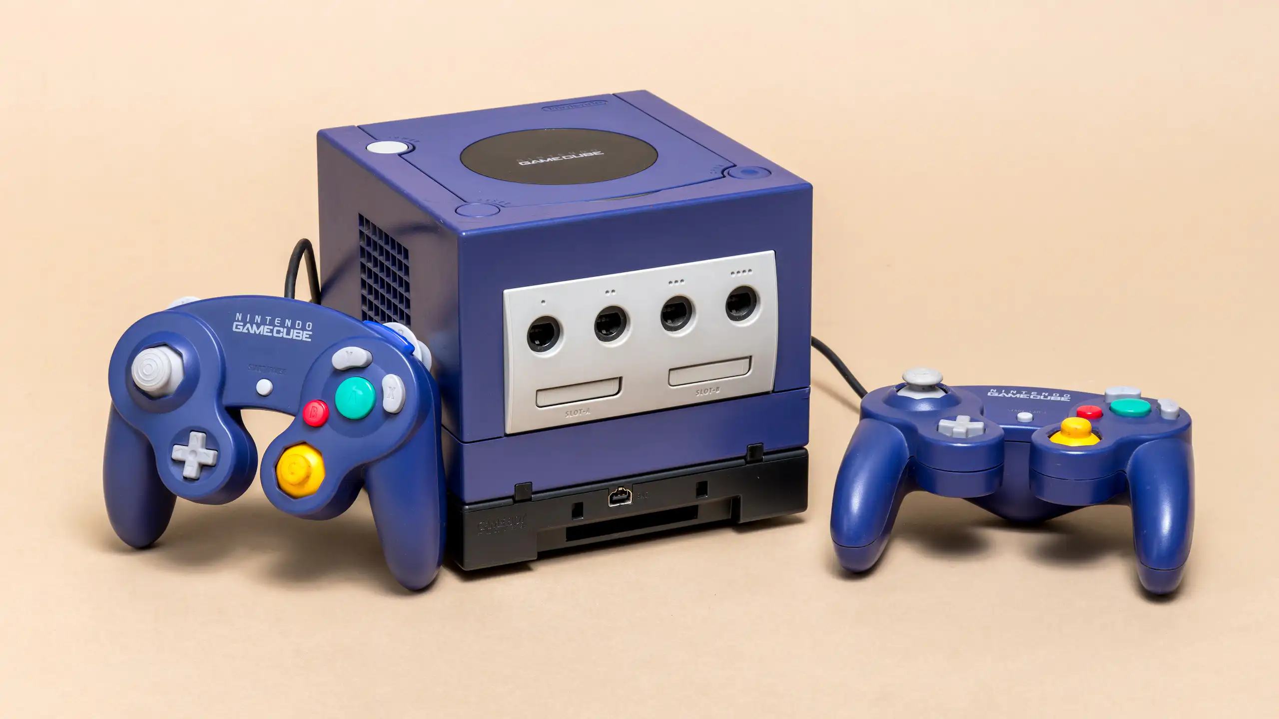 A Nintendo console and two controllers