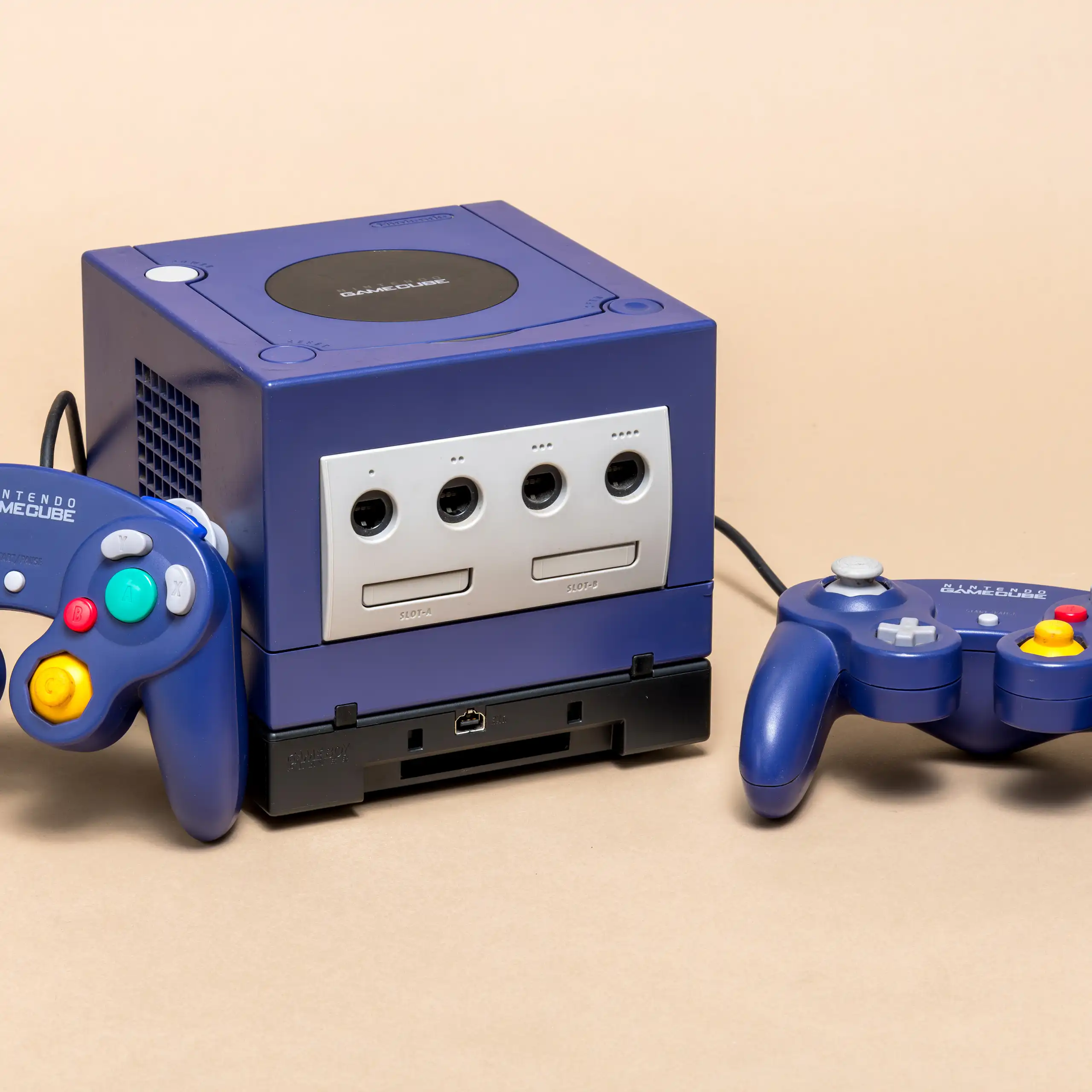 A Nintendo console and two controllers