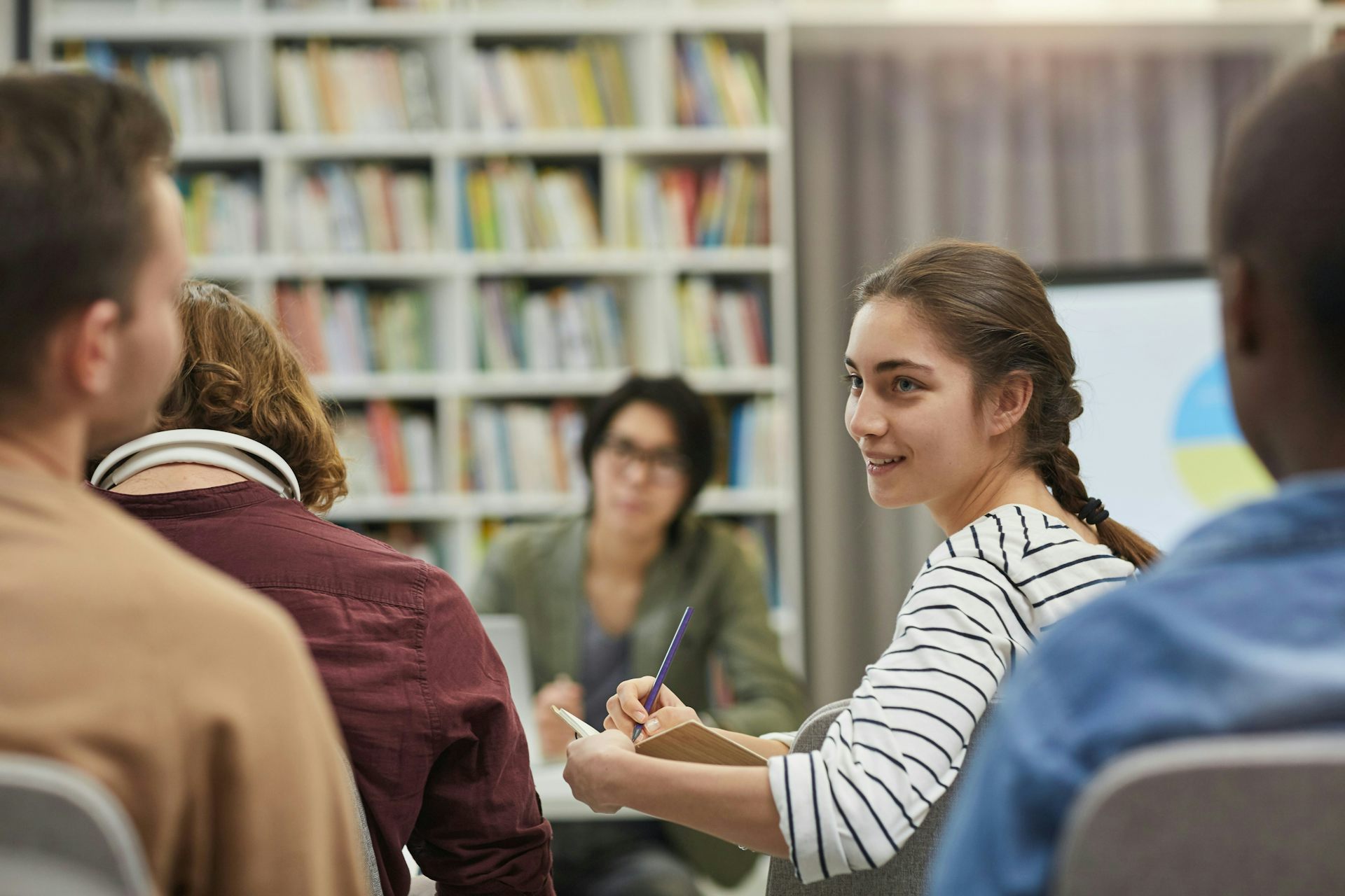 Students in a class or library setting