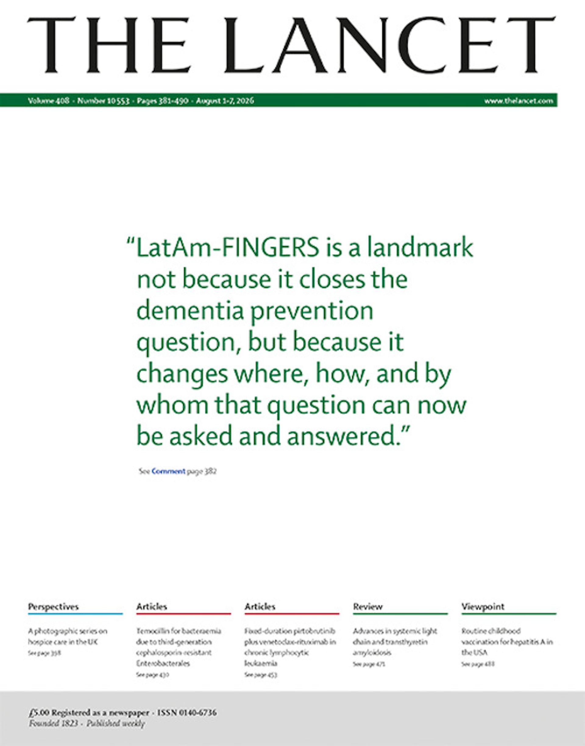 Image shows the cover of The Lancet