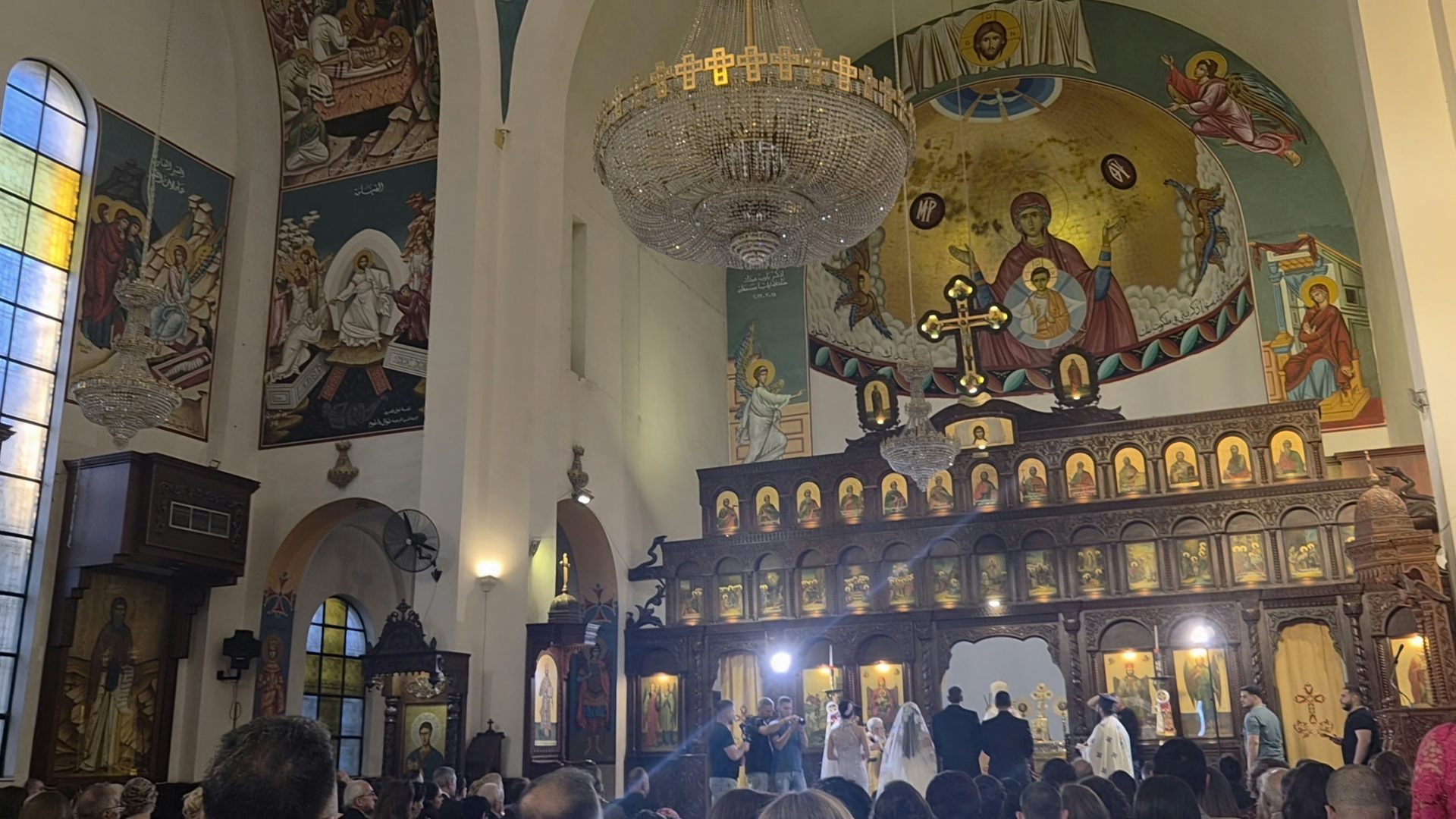 The inside of an ornate Syrian church