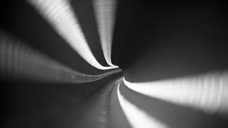Inside a long tube