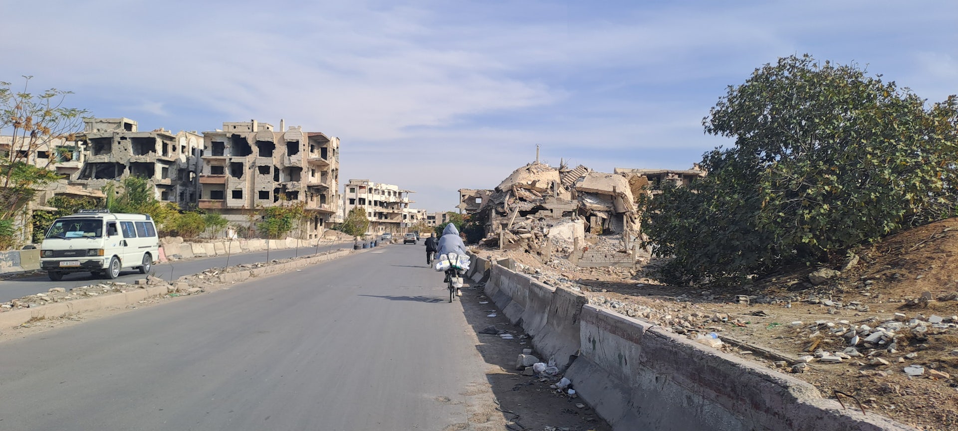 The road into a Syrian city.