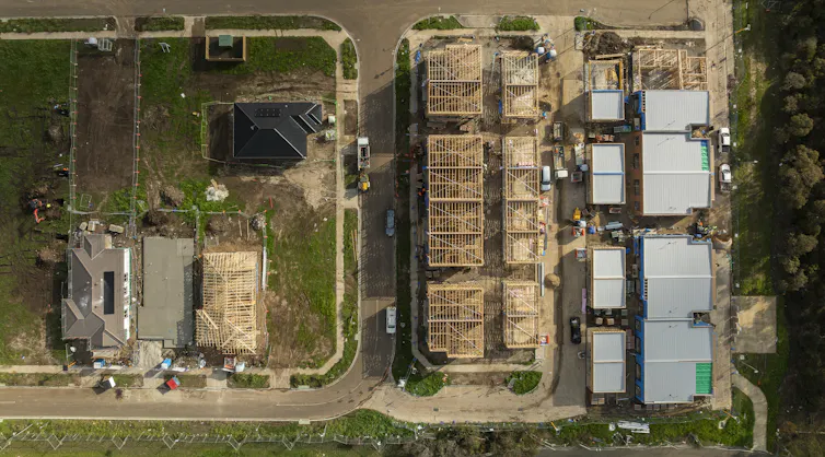 Aerial shot of home construction in Geelong