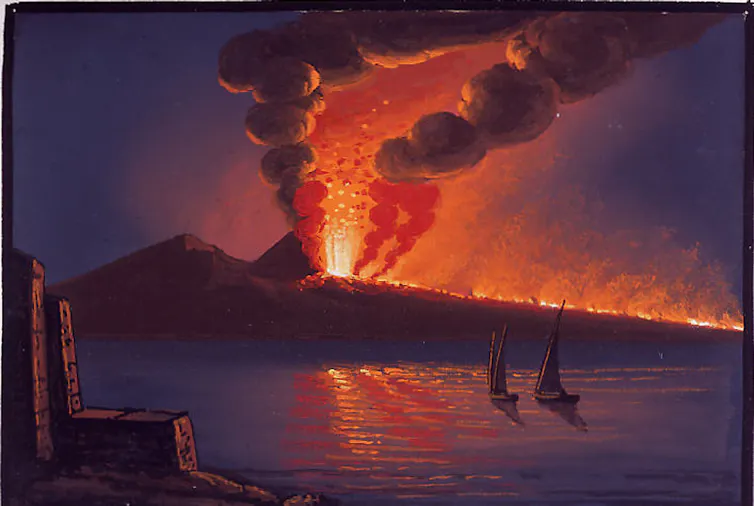 A sketch of Vesuvius erupting by an unknown artist.