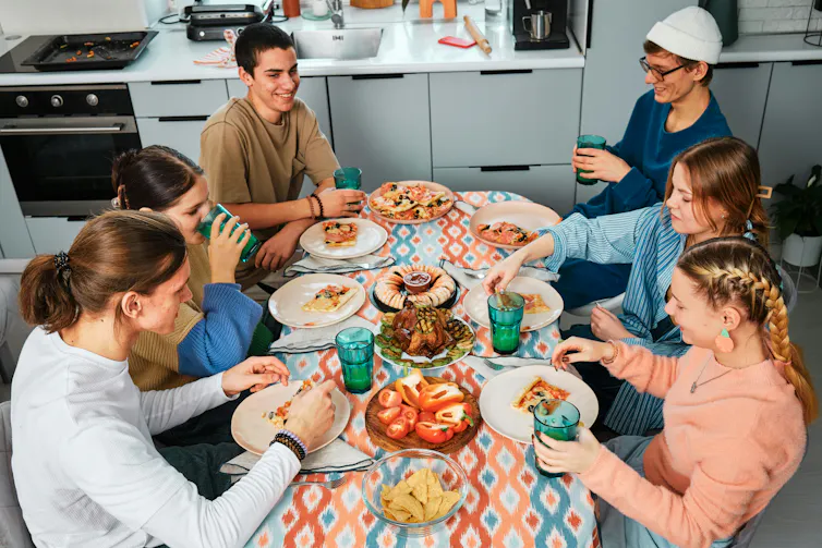A group of friends sharing a meal