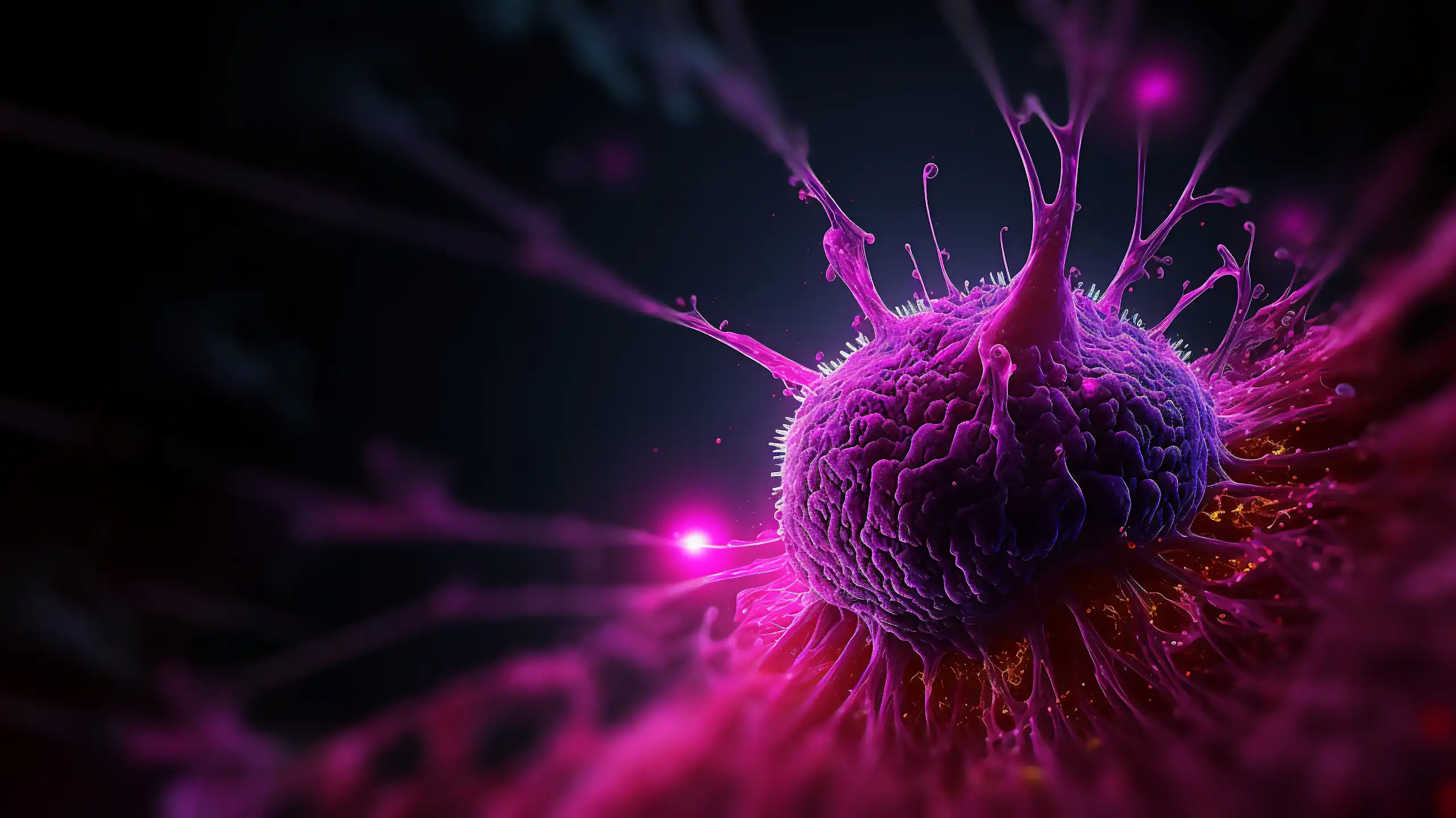 Concept de microenvironnement tumoral avec cellules cancéreuses, cellules T-Cells, nanoparticules, couche de fibroblaste associée au cancer des cellules normales, des molécules et des vaisseaux sanguins, rendu 3D.