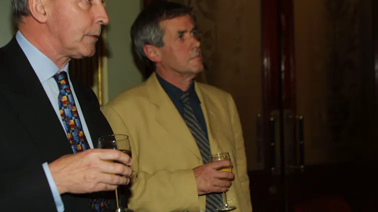 Don Watson and Paul Keating at the launch of Recollections of a Bleeding Heart