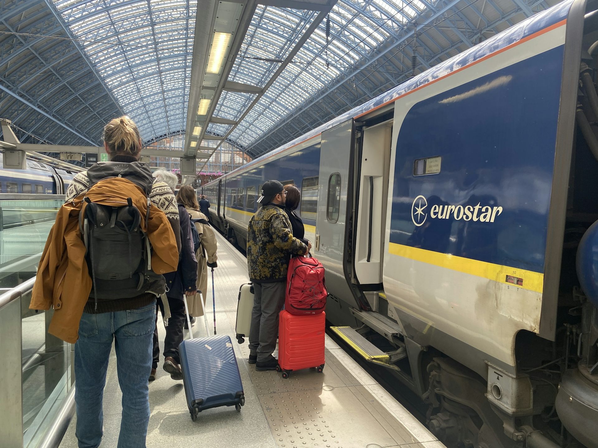 Passengers board a Eurostar train