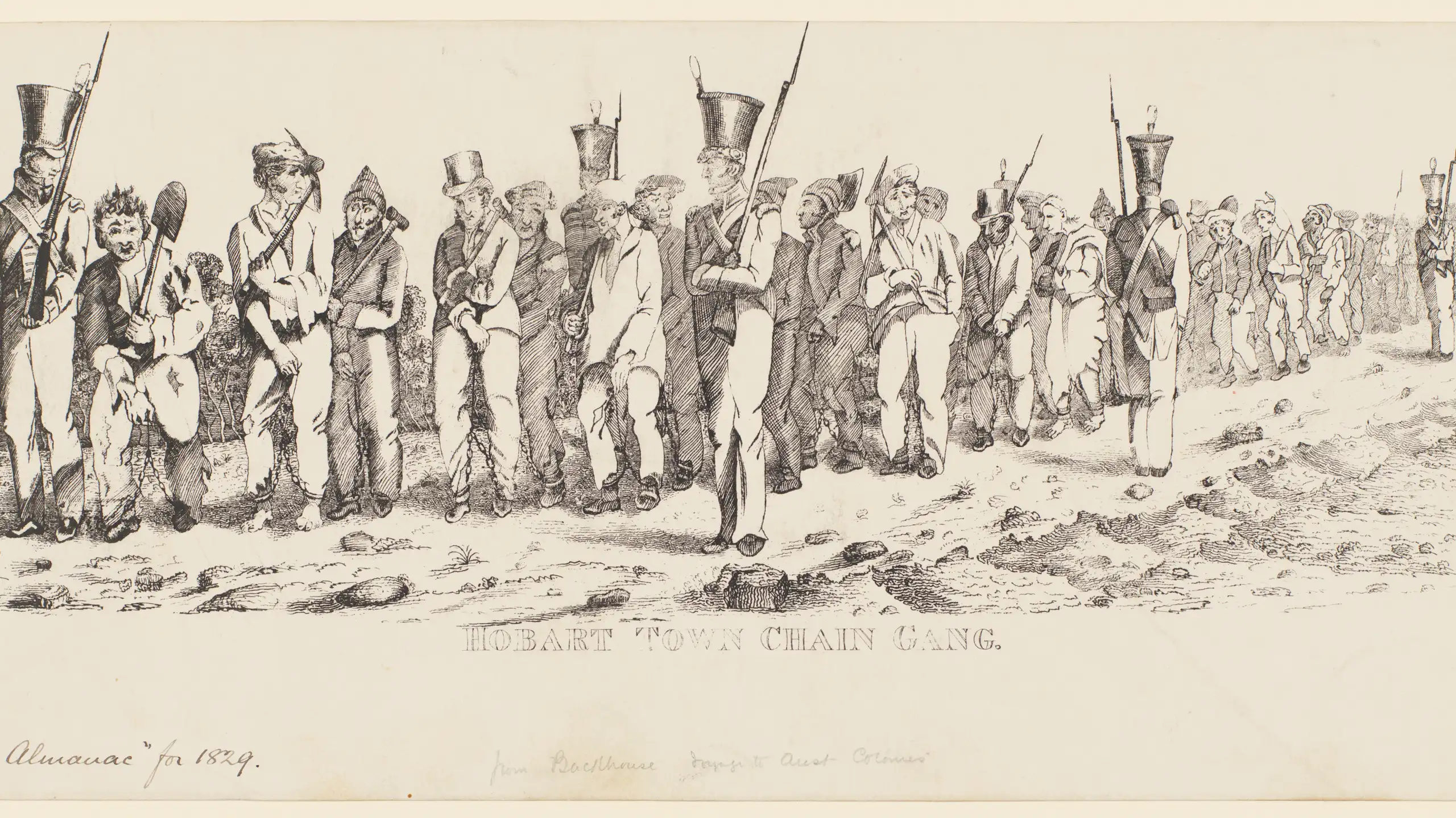 1840s sketch of a convict chain gang