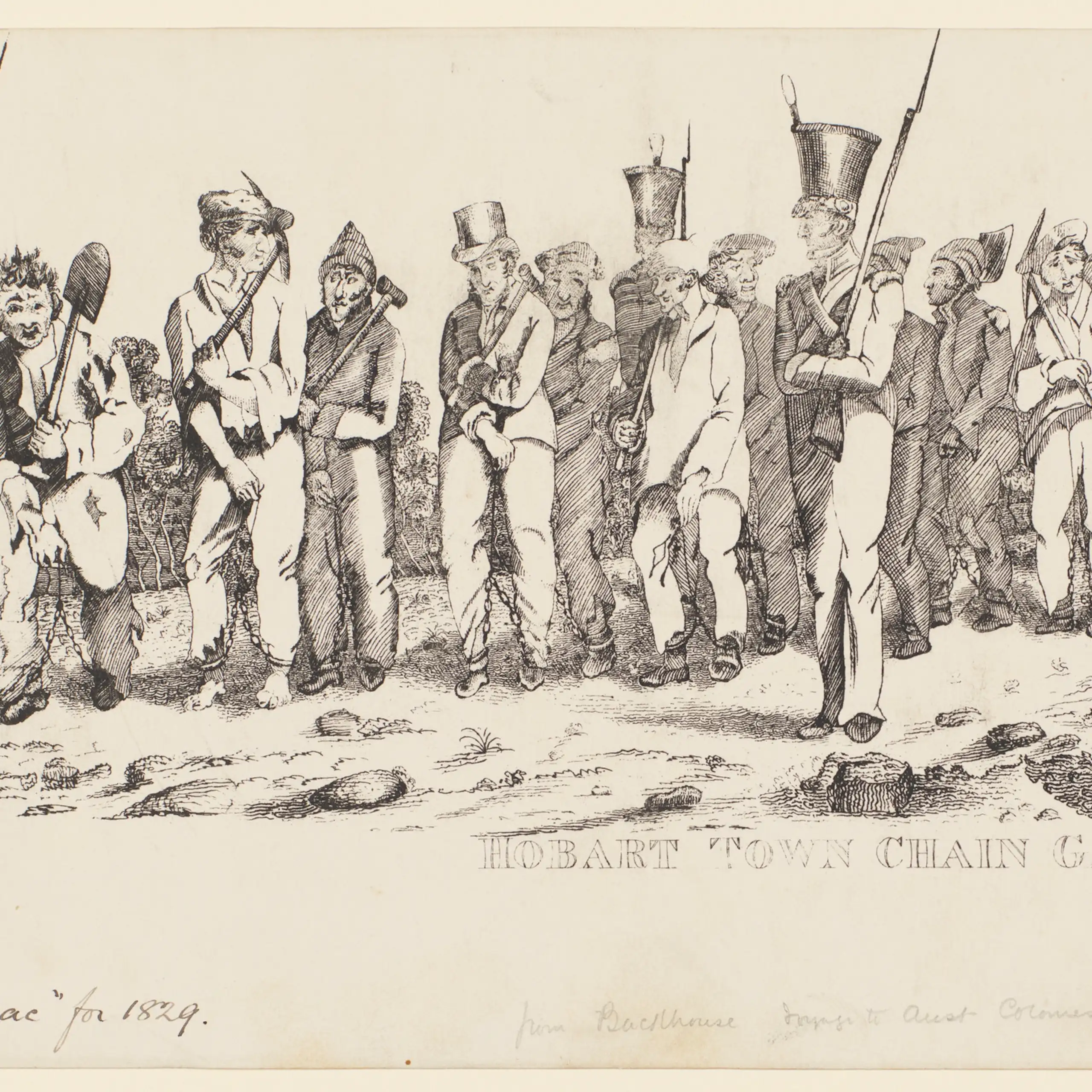 1840s sketch of a convict chain gang