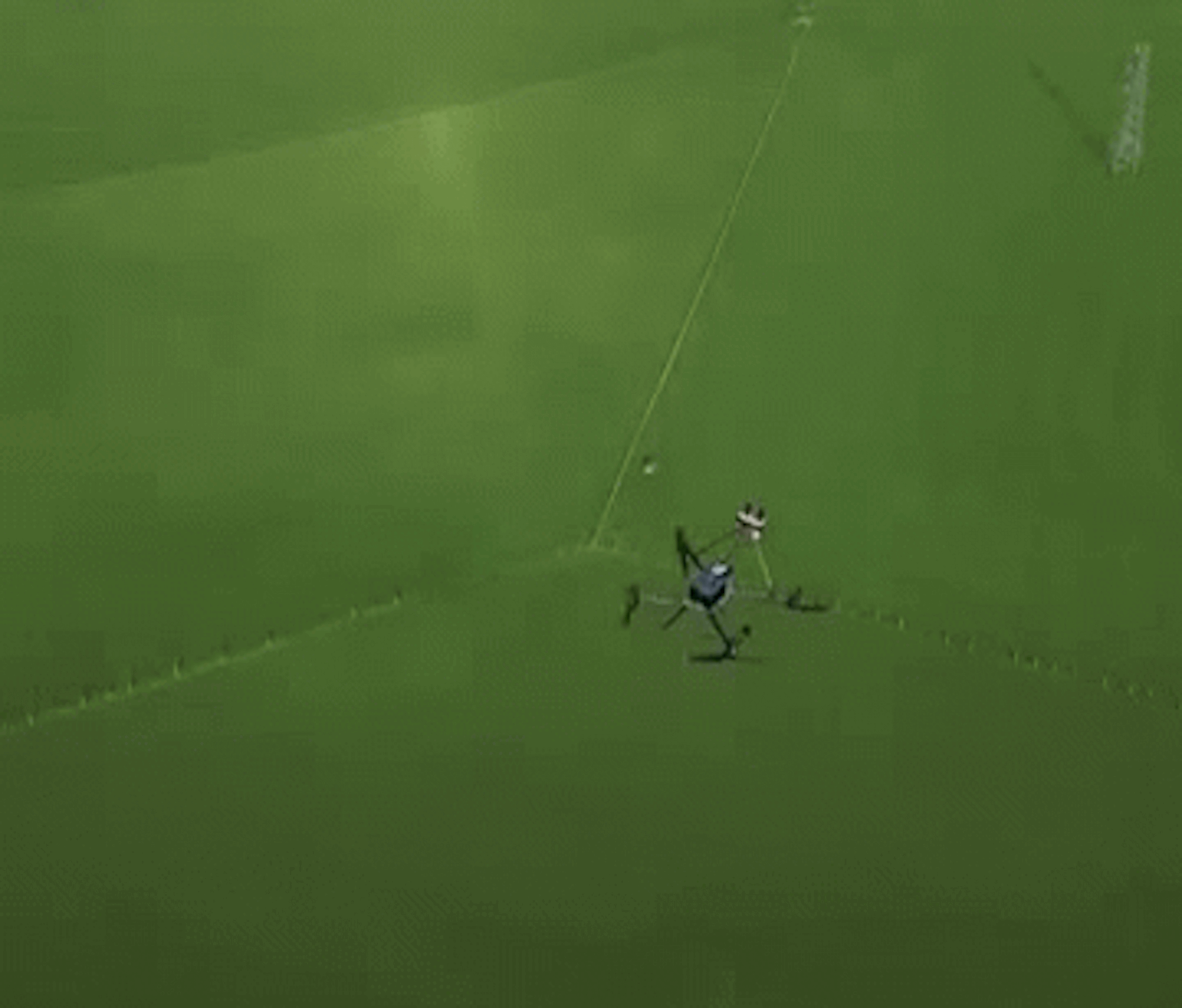 A drone ascending and descending as it profiles the atmosphere with Leeds city in the distance.