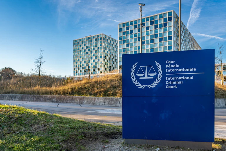 Photo of the building of the International Criminal Court.