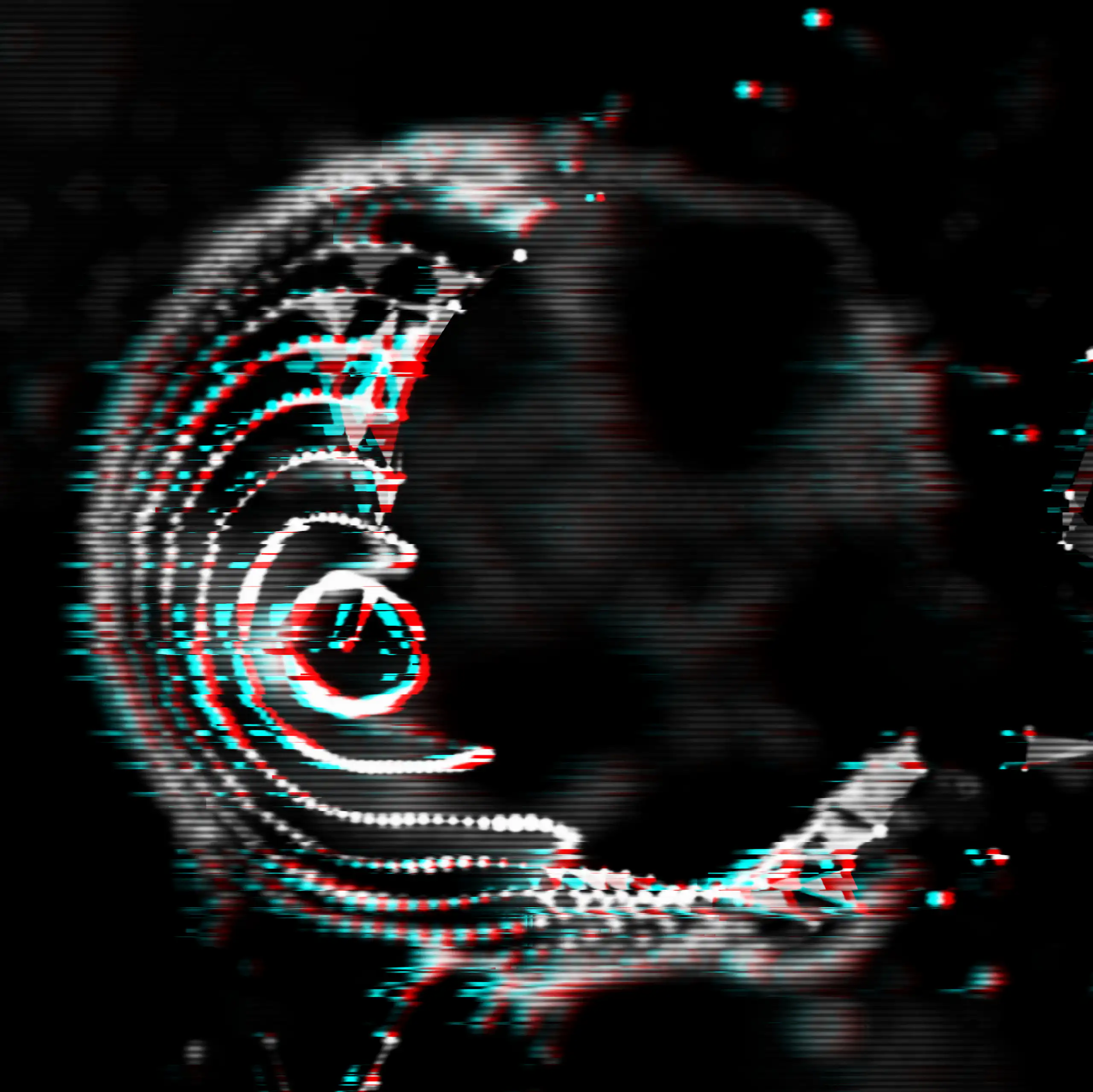 Abstract image of a swirling pattern of pixels.