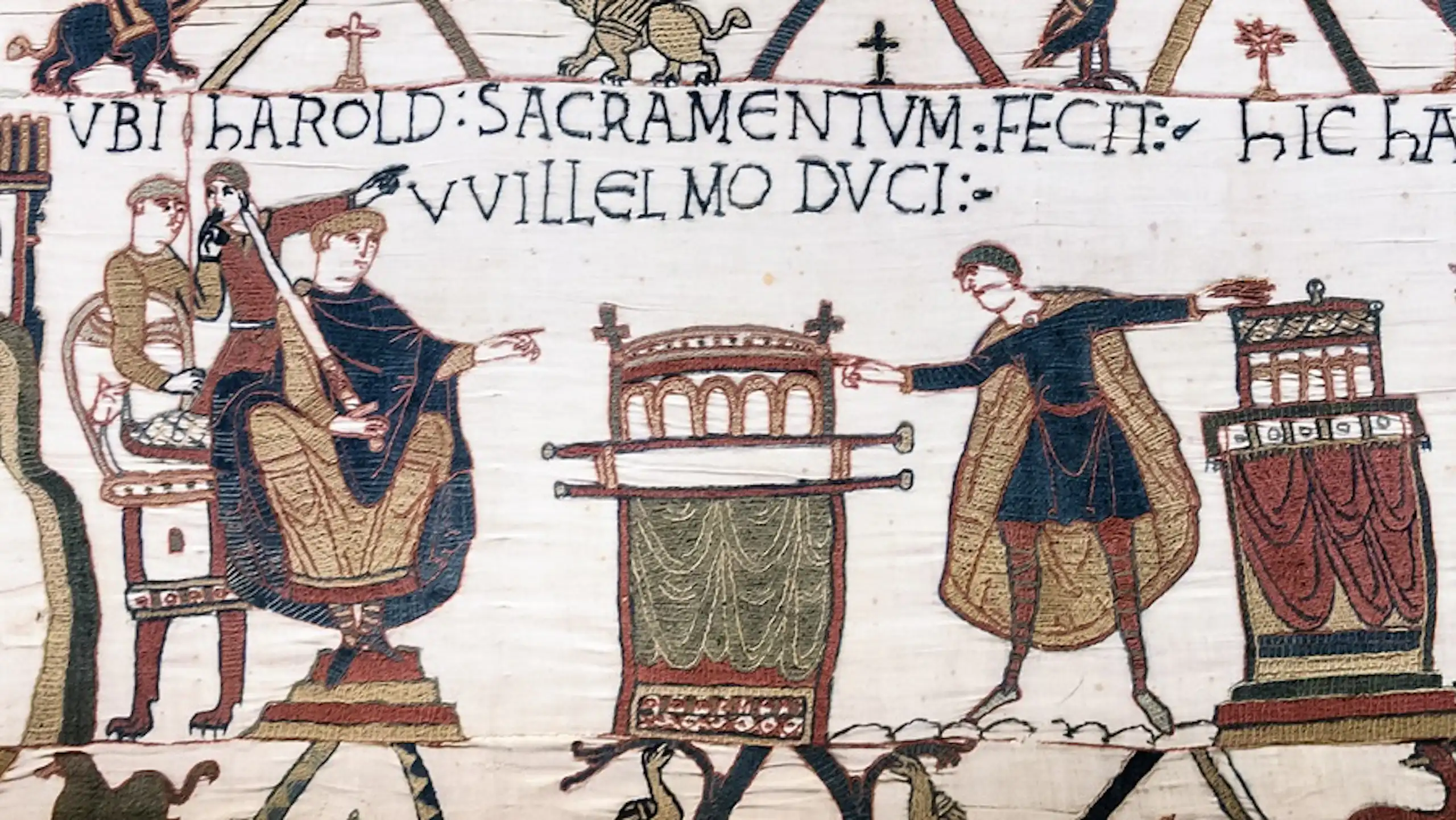 Bayeux tapestry of William and Harold.