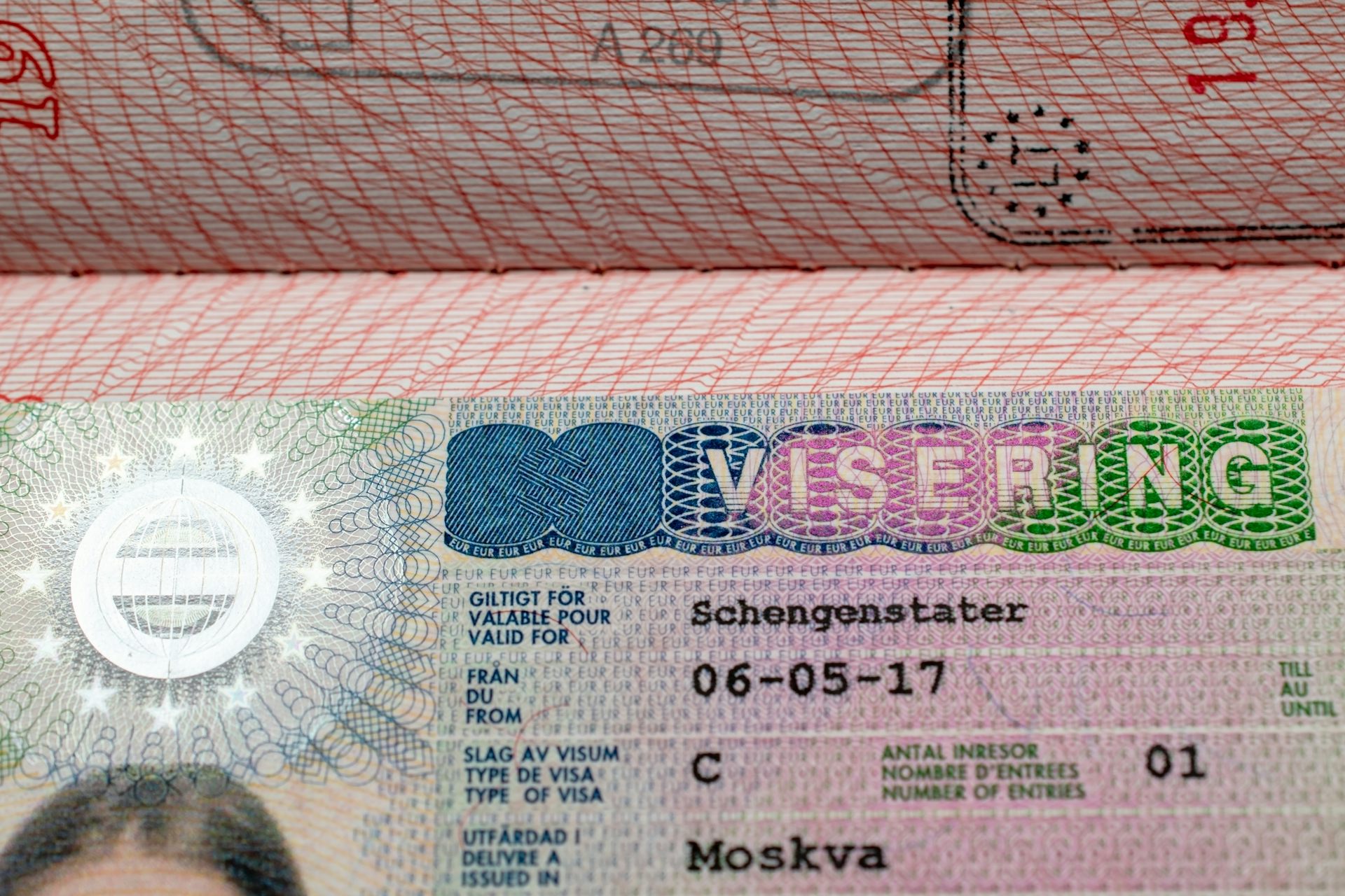 A Swedish visa inside a passport
