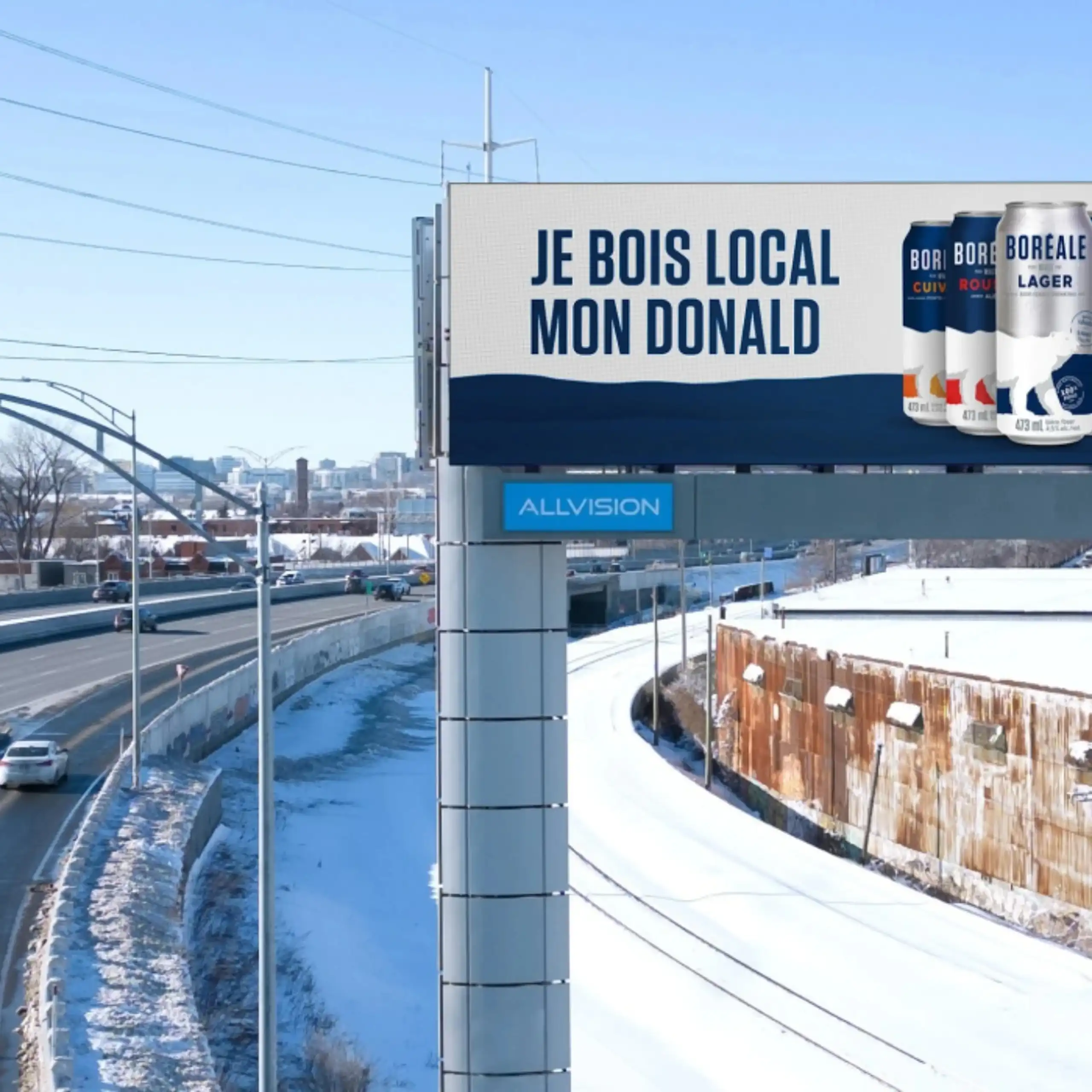 Publicité de la brasserie québécoise Boréale mettant de l’avant l’achat local.