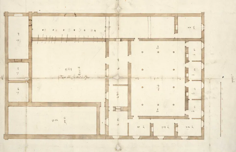 Plano de la Casa Real de Aceca, atribuido a Juan de Herrera, siglo XVI.