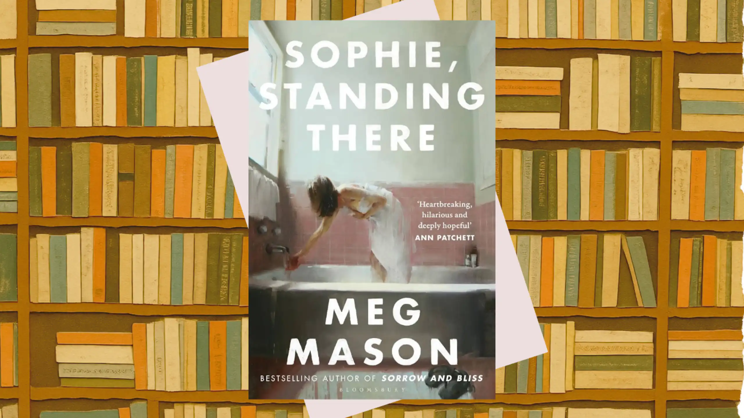 Sophie, Standing There book cover on a bookshelf backgroung.