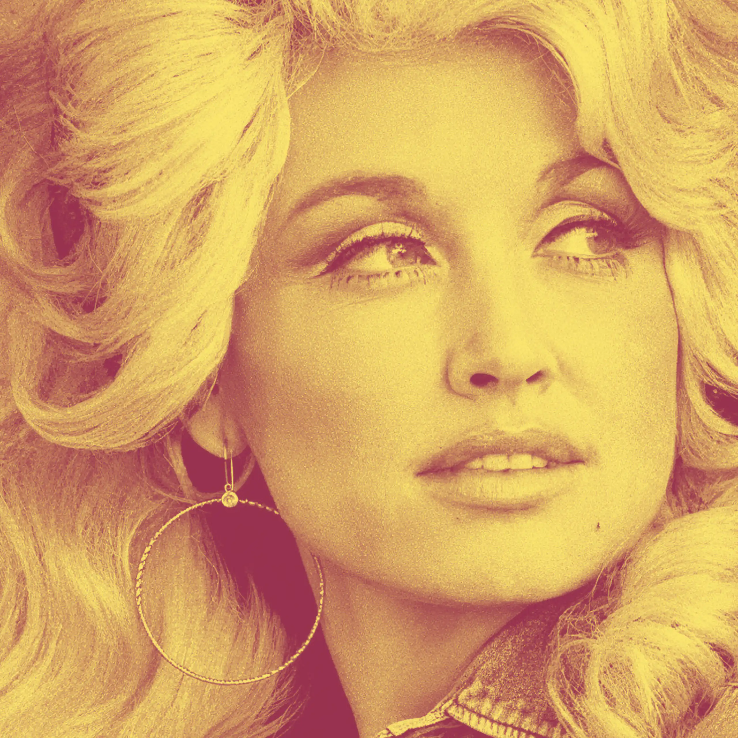 A 1970s image of Dolly Parton looking off to the right.