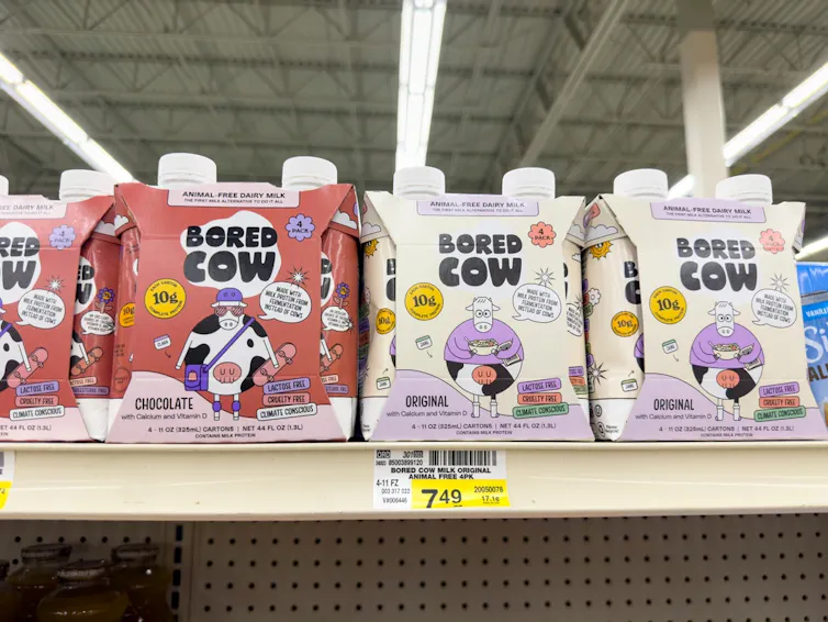 Bored Cow milk on supermarket shelf