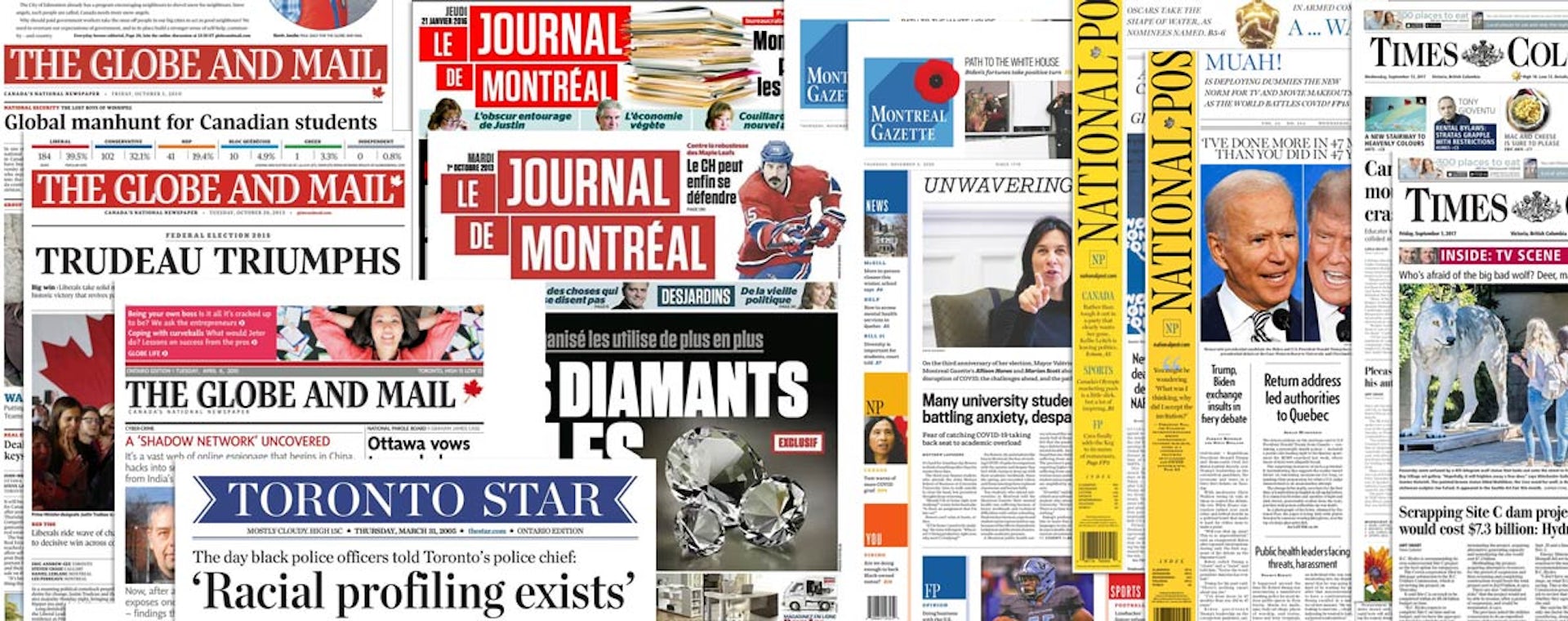 A montage of Canadian newspapers